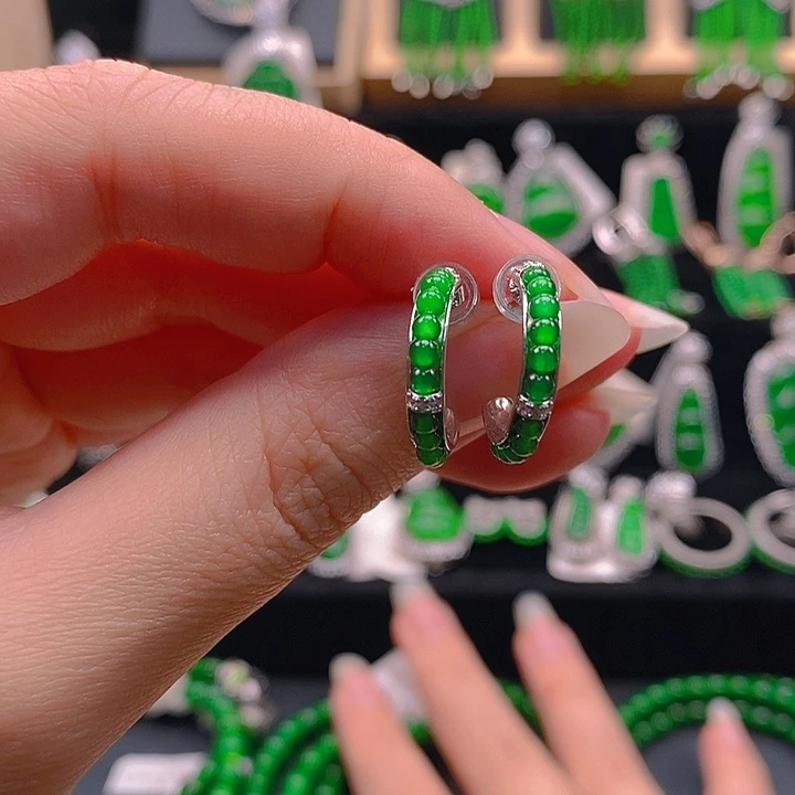 翡翠未镶嵌耳饰25666578