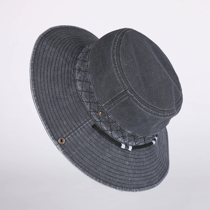 夏季遮阳防晒帽子男钓鱼帽户外登山帽大檐渔夫帽女休闲牛仔太阳帽