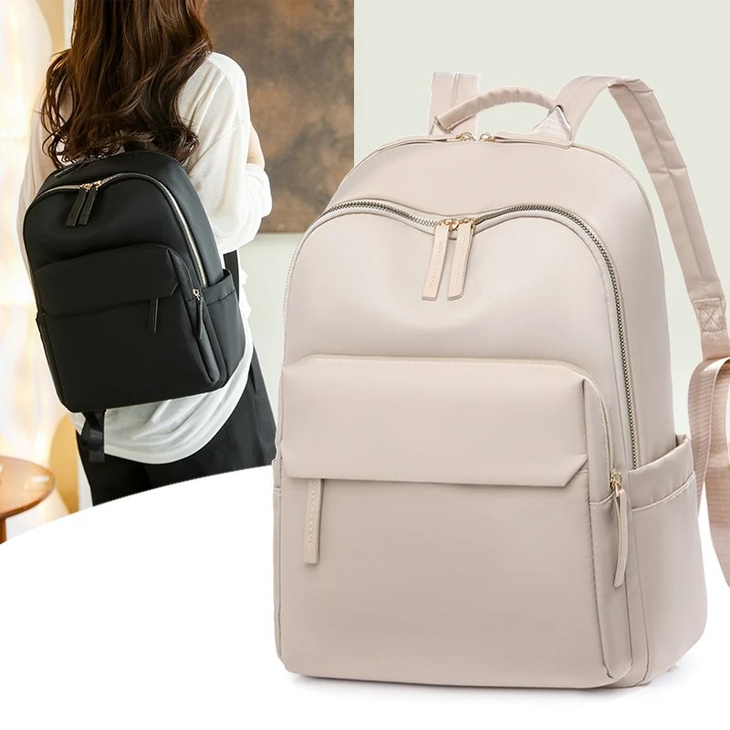 双肩包女新款通勤时尚大容量书包女大学生旅游轻便防水电脑背包女