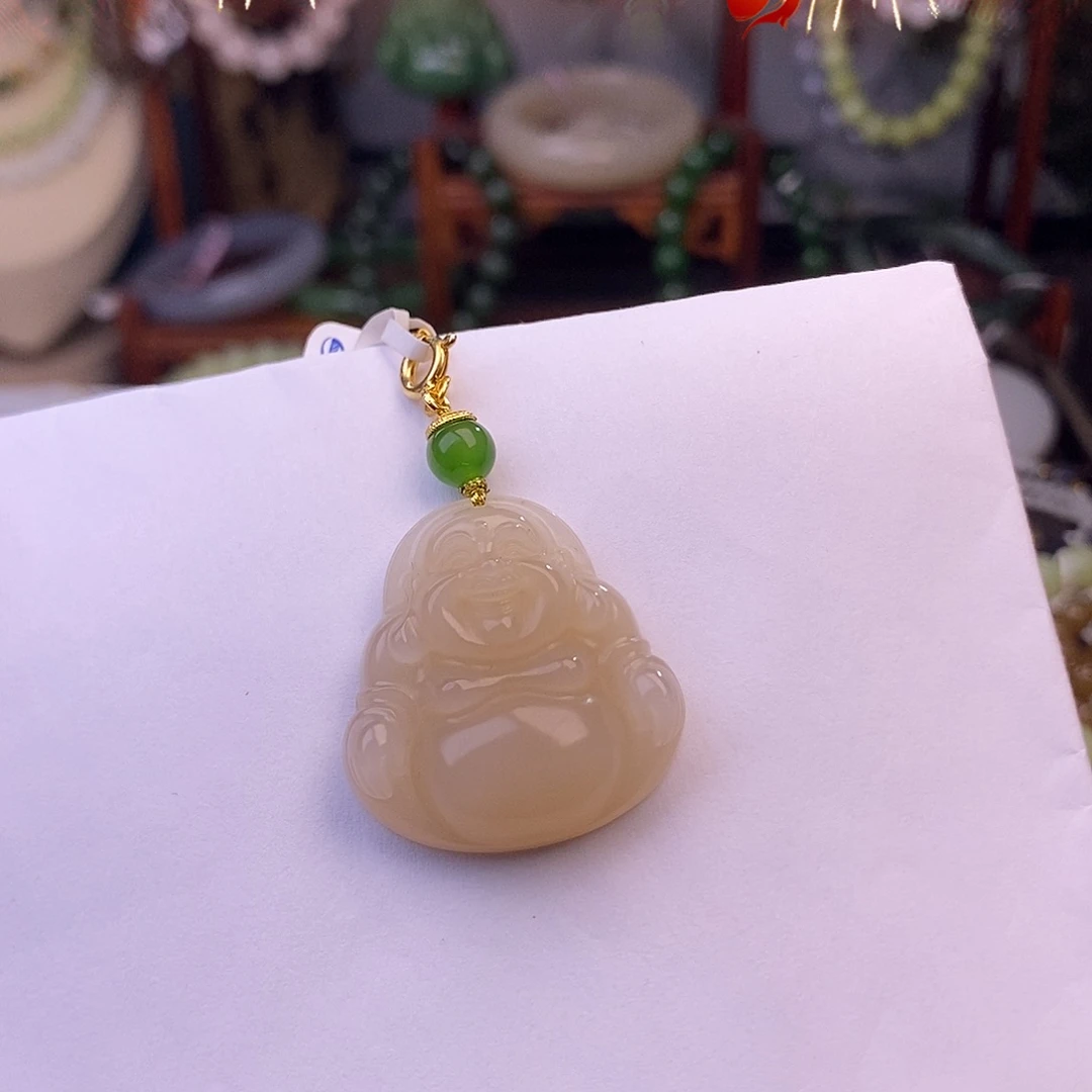 和田玉清货价熟藕粉佛公未镶嵌