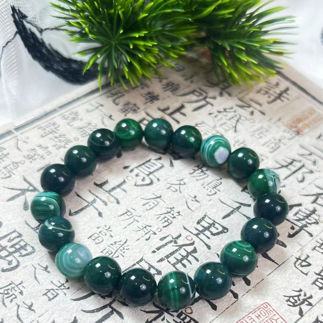 绿缠丝玛瑙卡10mm手串 多样化发其一