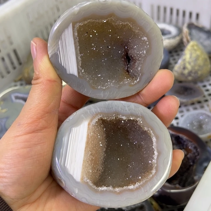 珠宝半成品水晶未镶嵌彩晶盆