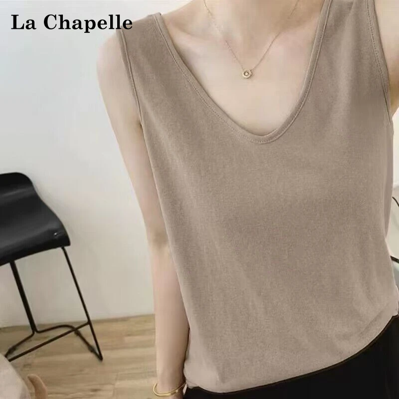 拉夏贝尔春夏大码吊带背心女胖妹妹宽松遮肚外穿打底衫无袖上衣