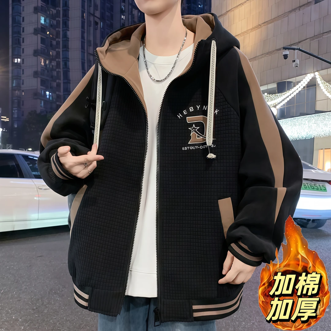 奥粒绒外套男童冬季25新款学生加厚卫衣学院风青少年棉衣男装夹克