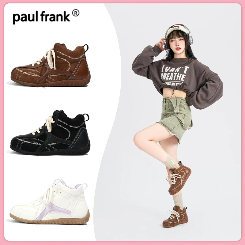 大嘴猴美拉德德训鞋女款2025新款秋冬复古棕色鞋子厚底短靴高帮鞋