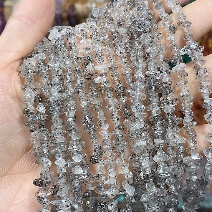 玛瑙/玉髓未镶嵌珠宝半成品天然黑草莓晶绕手4圈
