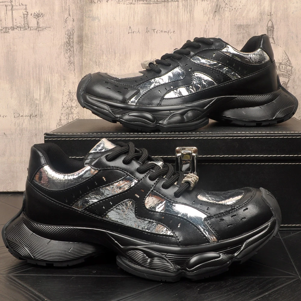 真皮老爹鞋时尚舒适厚底增高休闲运动鞋百搭潮牌男鞋子低帮网红鞋