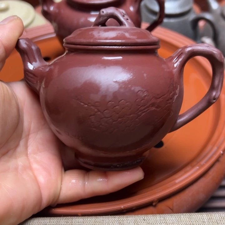 紫砂茶壶宜兴原矿梅红底槽清