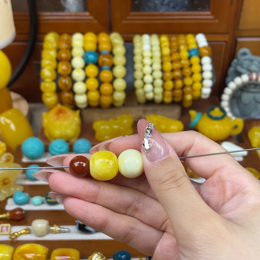 非金属天然红圆珠10mm➕两颗蜡