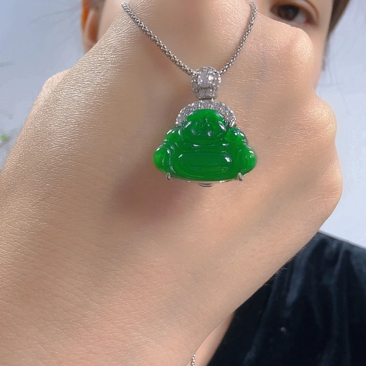 翡翠银S925镶嵌吊坠(不含链)