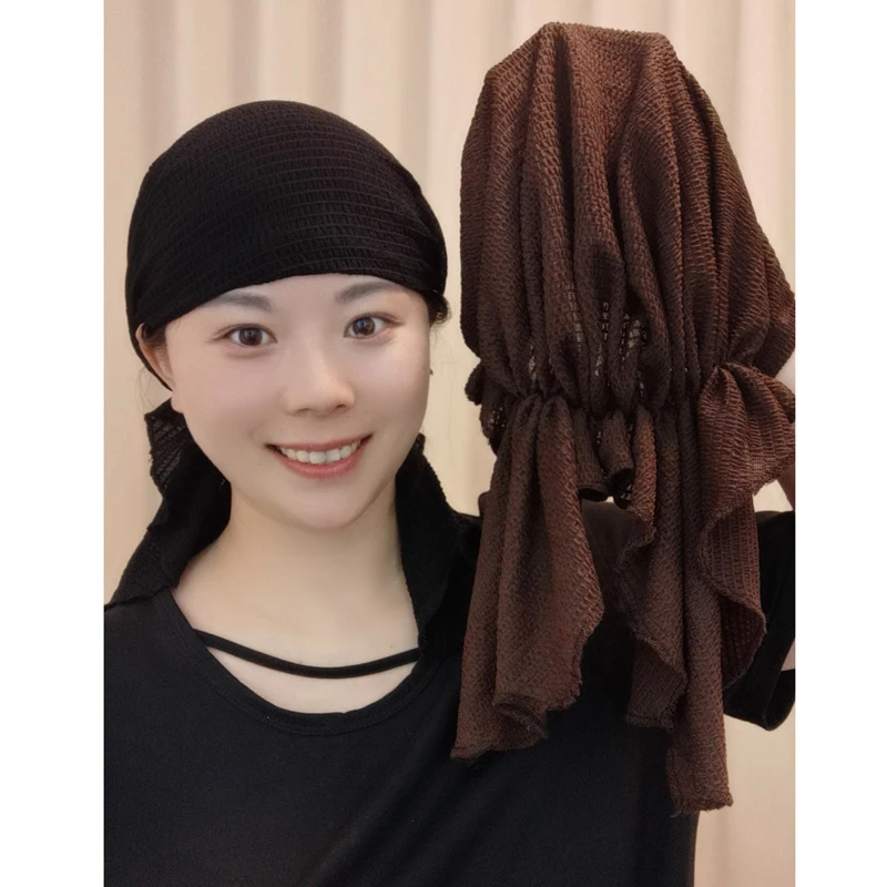 时尚针织帽子女洋气加大版纯色薄款遮白发化疗帽春秋新款代发外贸