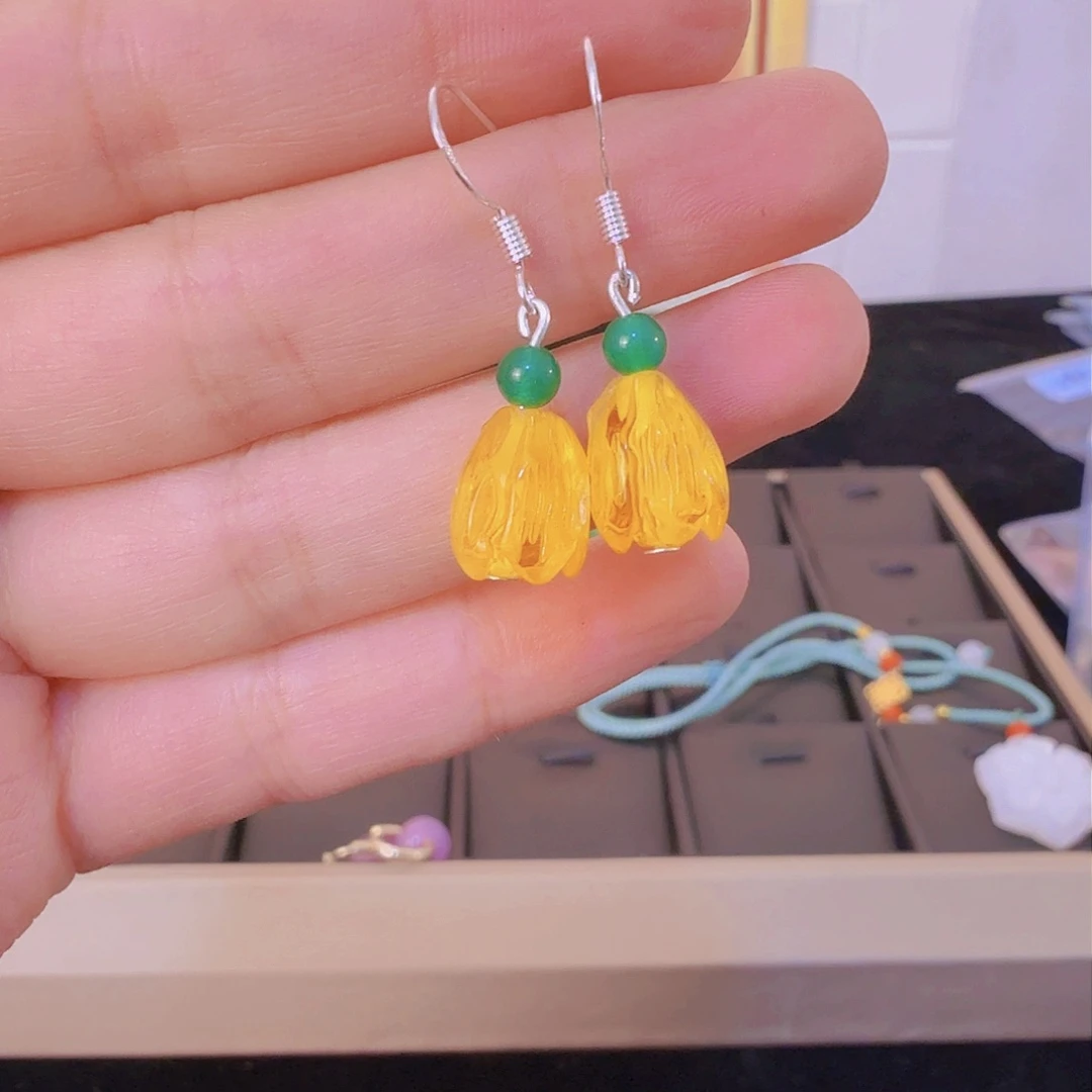 玛瑙/玉髓耳钉银S925镶嵌206