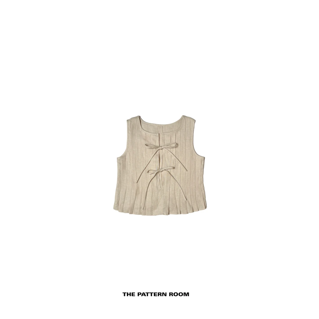 The pattern room | 反璞美学百褶千层亚麻风琴背心