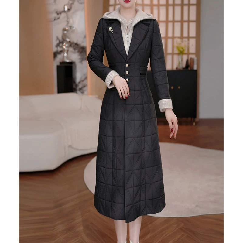 DBF-25B357NX 新款两件套气质轻奢夹棉加厚中长款连衣裙 M-5XL