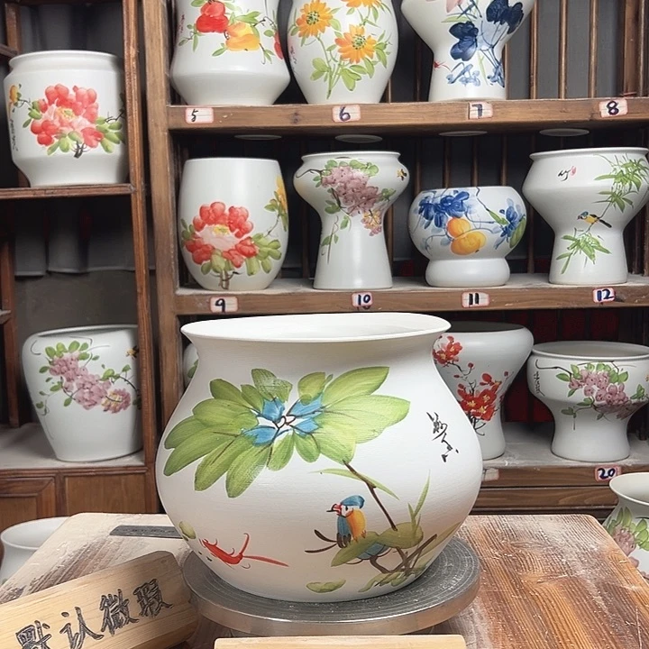 摆件钱袋荷花鸟新款陶瓷陶瓷