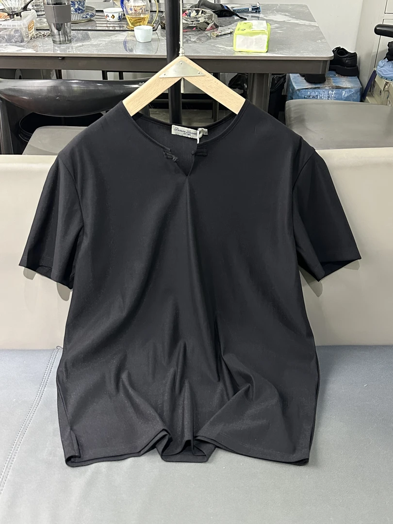 成哥潮牌高品质舒适透气麻纱缎短T-26010