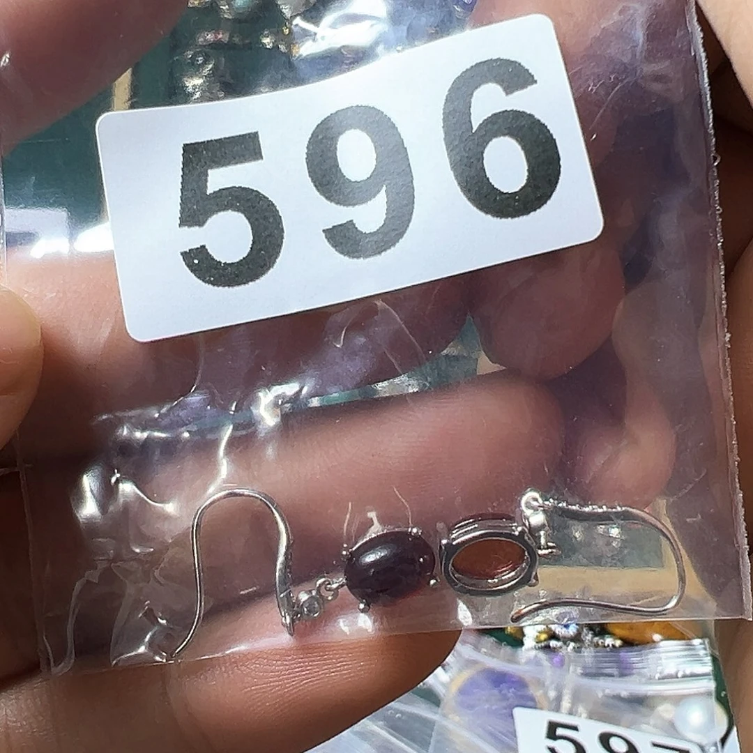 石榴石耳饰银S925镶嵌?****?