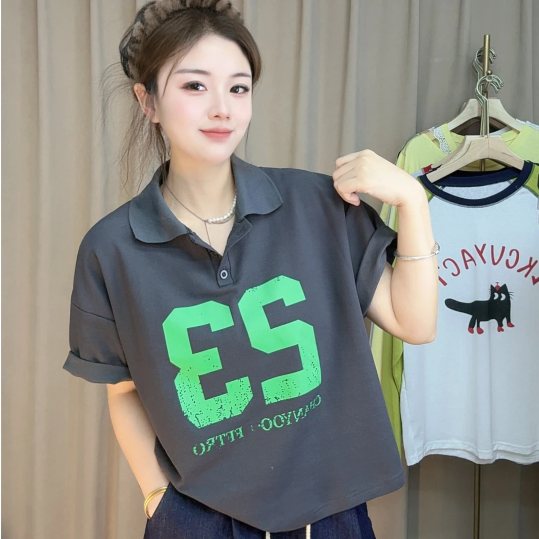 新款爆款时髦气质减龄POLO衫洋气上档次夏艳美财阀千金女装高品质