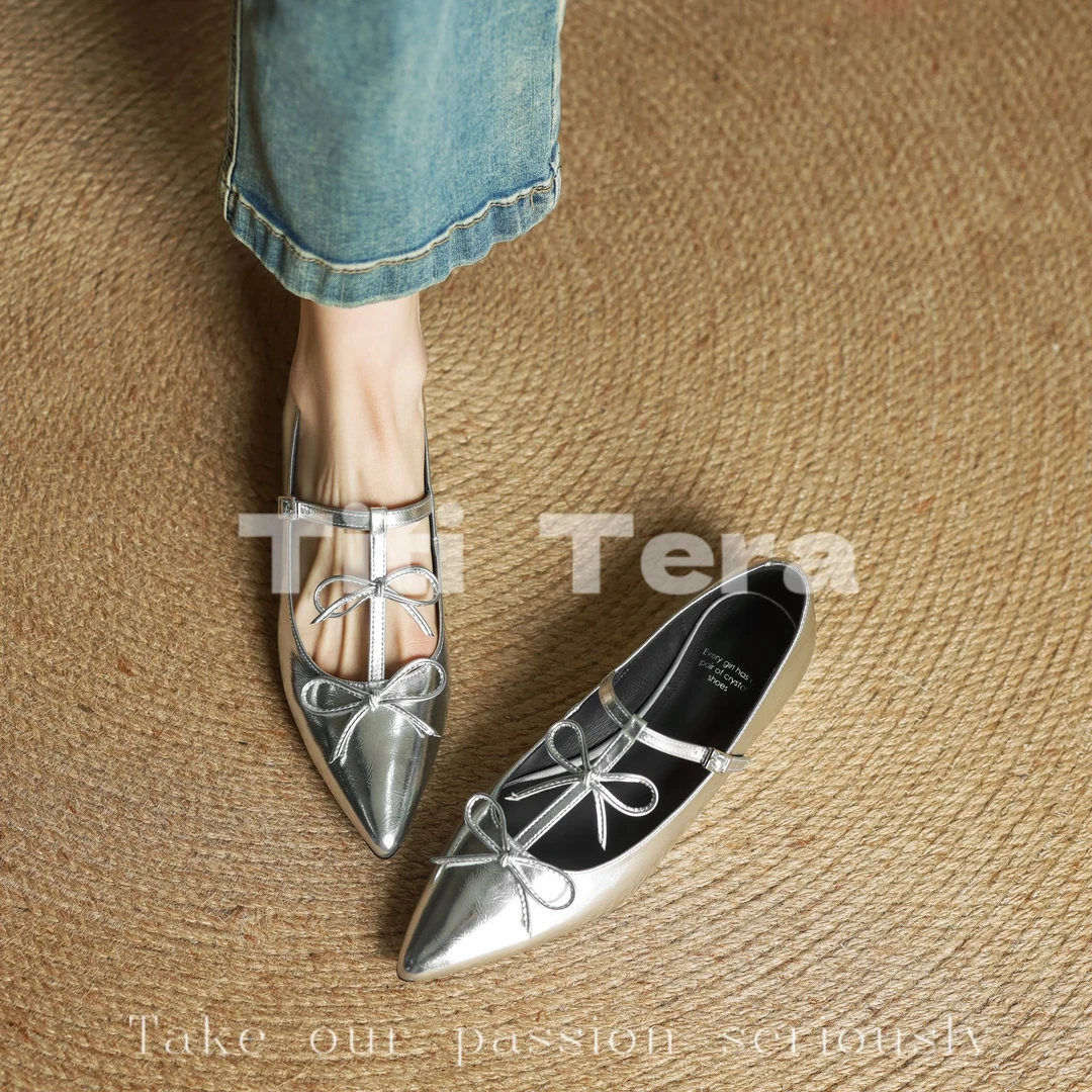 Titi Tera / 尖头低跟玛丽珍鞋女 蝴蝶结仙女风夏季百搭/1.5CM