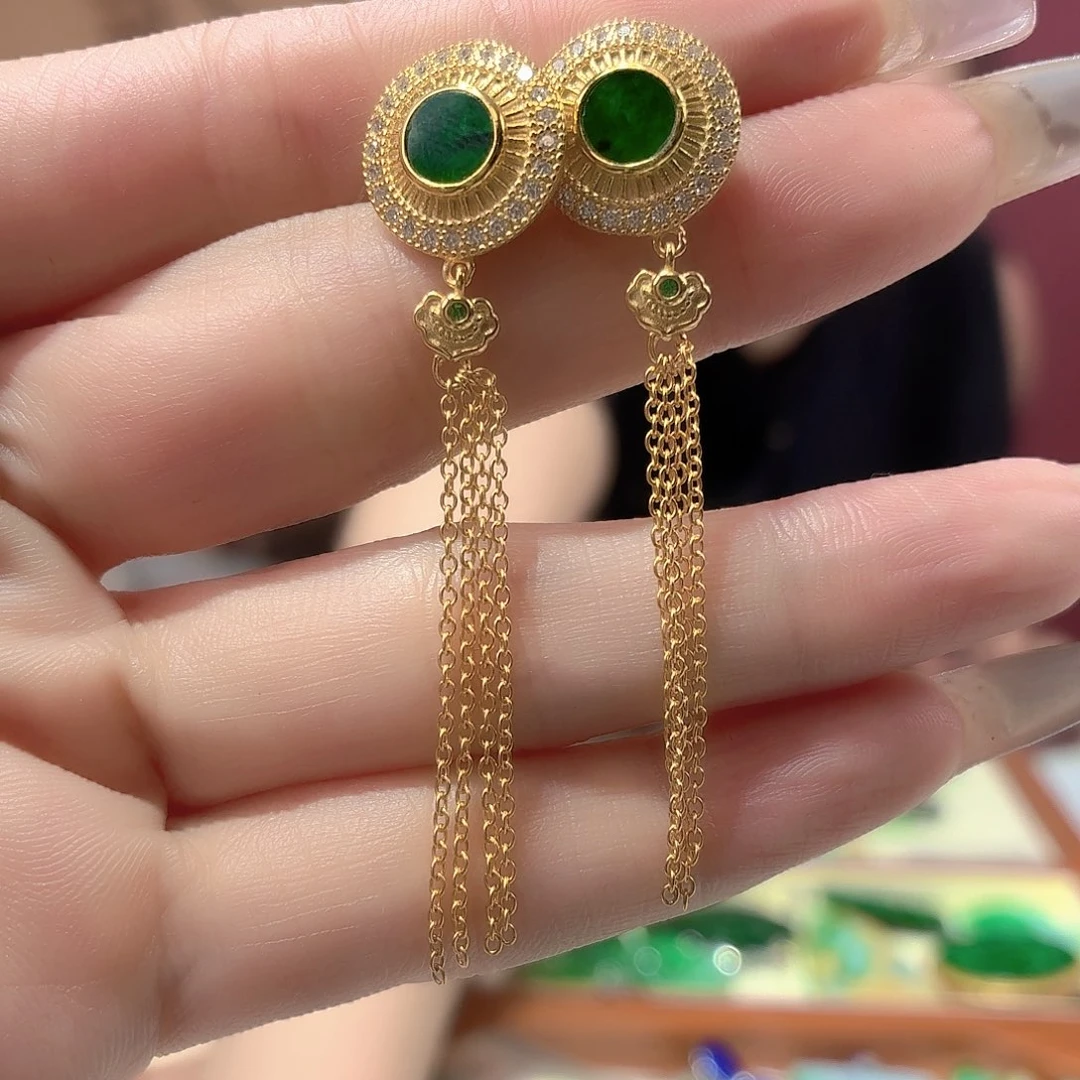 翡翠银S925镶嵌耳饰翡翠