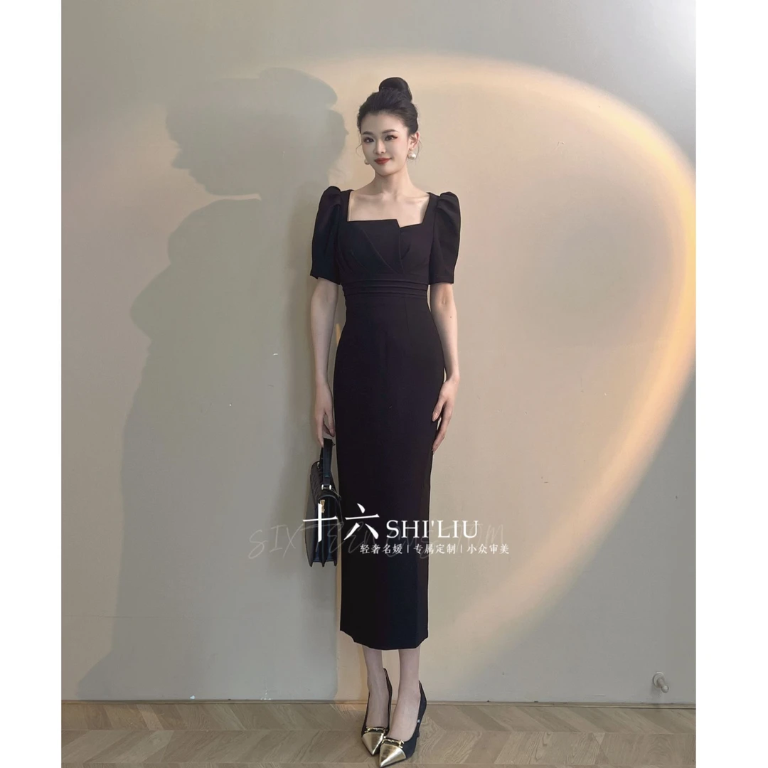 【十六原创】夏季小黑裙气质轻奢女装连衣裙9011-9626