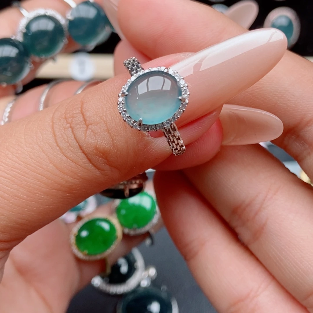 翡翠戒指银S925镶嵌5625