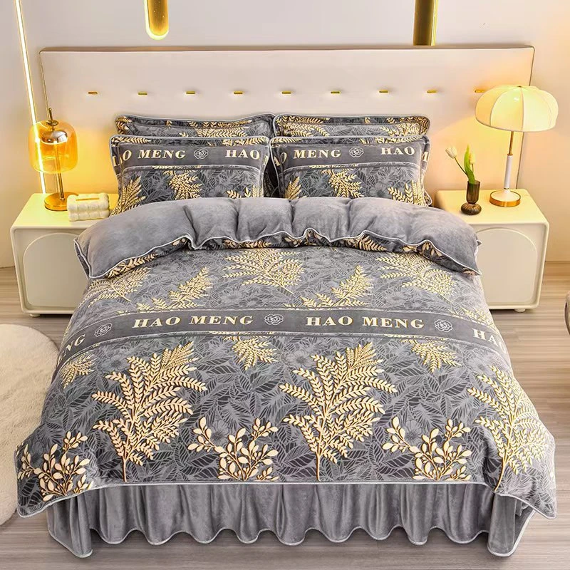 冬季加厚保暖牛奶绒四件套柔软双面绒被罩珊瑚绒被套床单床上用品