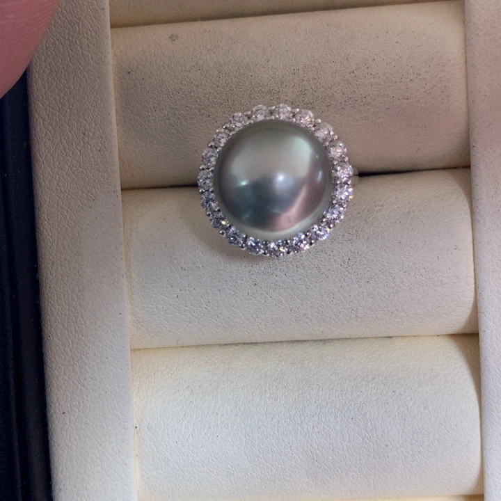 银S925镶嵌戒指海水珍珠