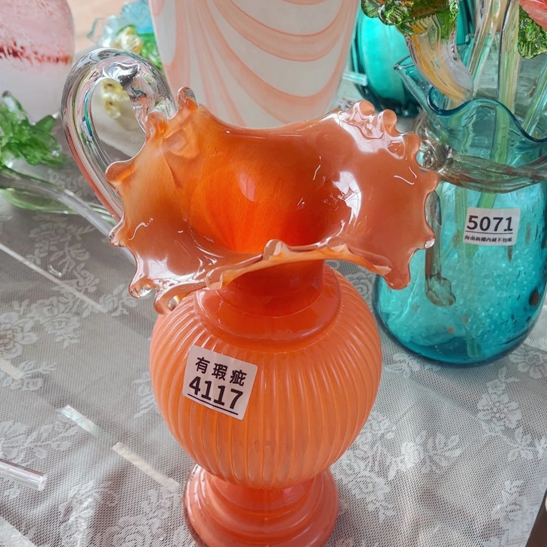 琉璃4117瓶口内裂瑕疵 花瓶摆件