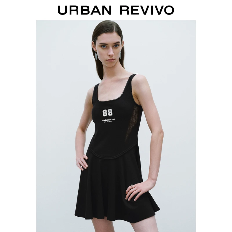 UR2024夏季新款女装潮流休闲运动风字母花边连衣裙UWV740071