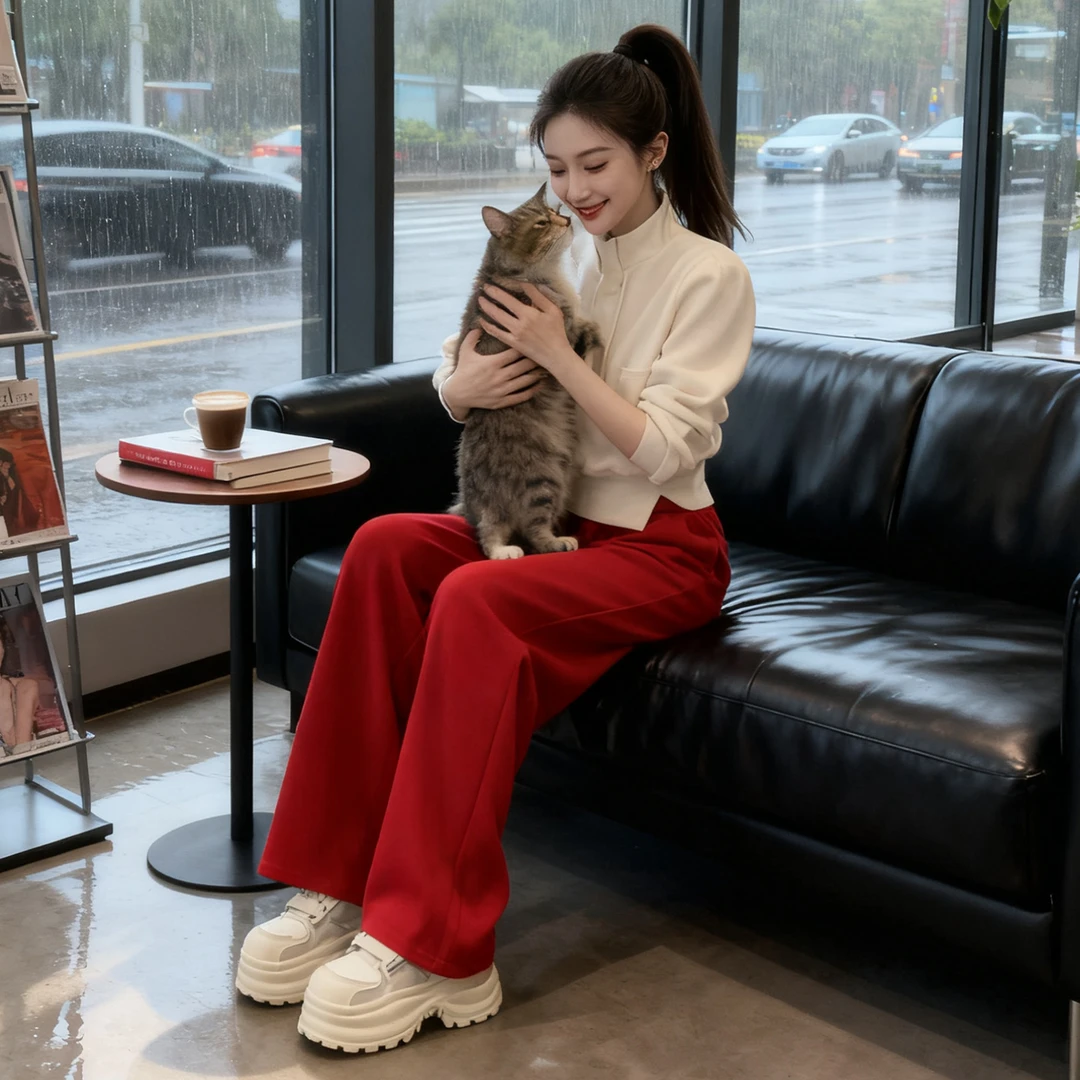 高级感休闲运动套装女秋季新款时尚减龄半开拉链卫衣阔腿裤两件套