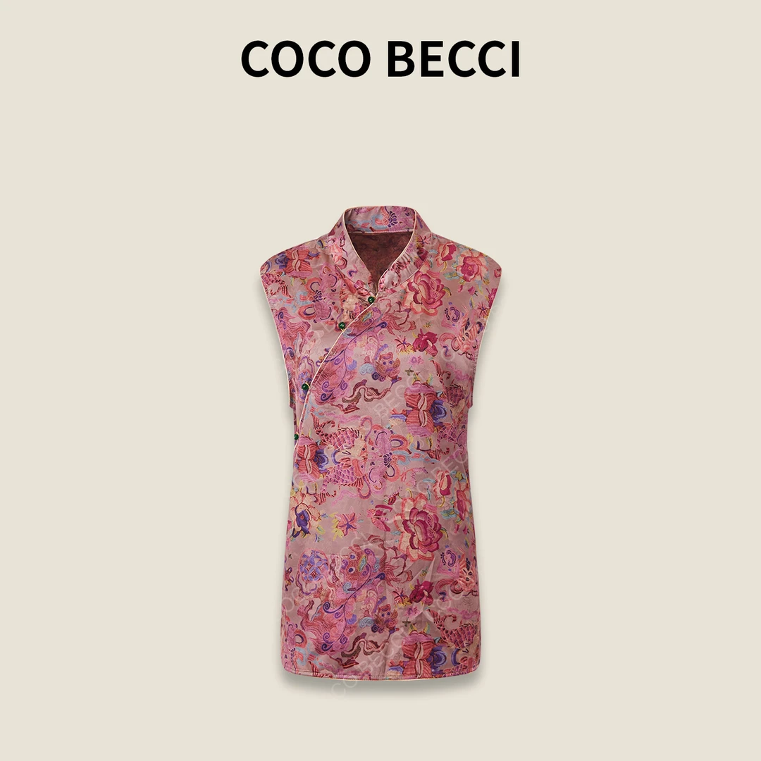 COCO BECCI【金鱼满堂马甲】国风时尚锦鲤金绣气质上衣CFLJB312033