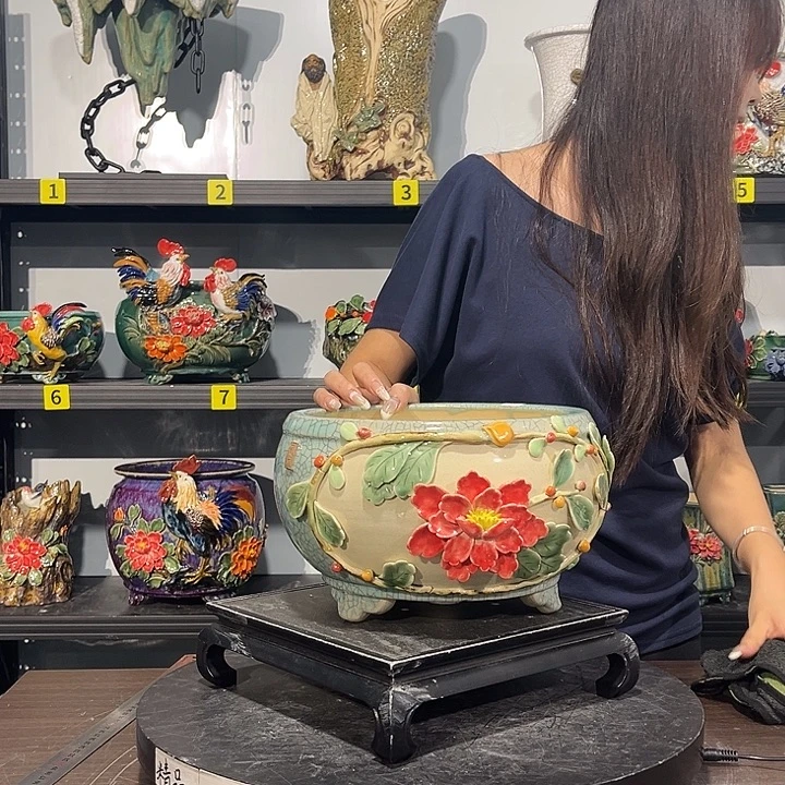 梧***绵陶瓷高温烧制石湾盆不退换