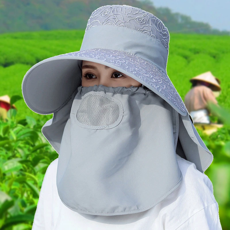 春夏季防晒帽女士遮阳帽加大帽檐遮脸太阳帽骑车采茶下地干活农活