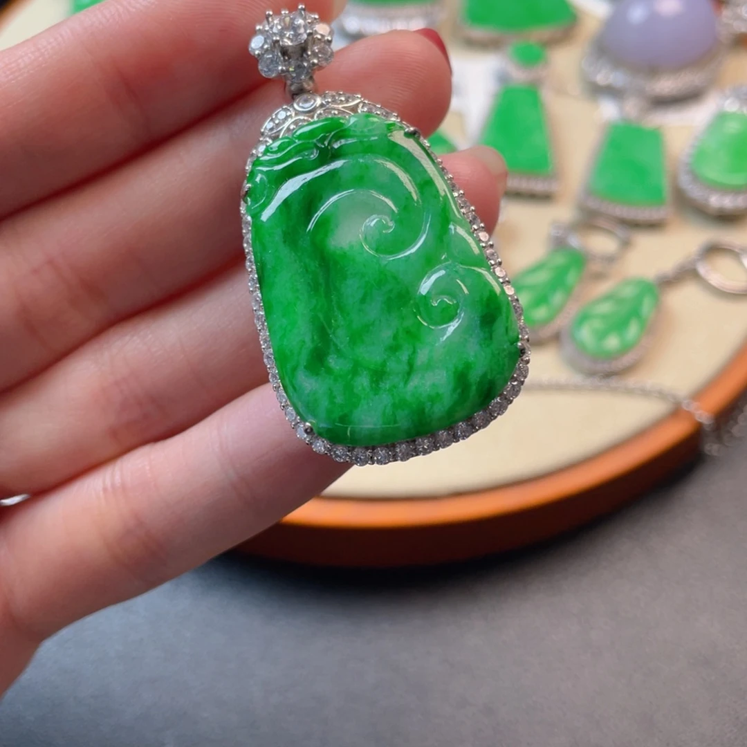 翡翠吊坠(不含链)银S925镶嵌