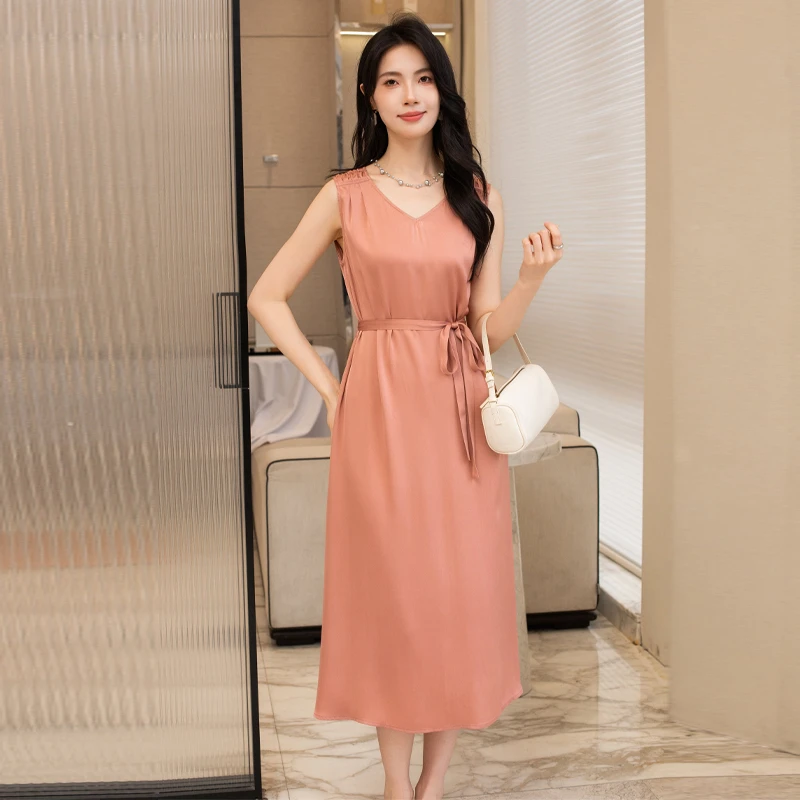 【桑蚕丝大W】 桑蚕丝宽松背心连衣裙   82561215 粉色