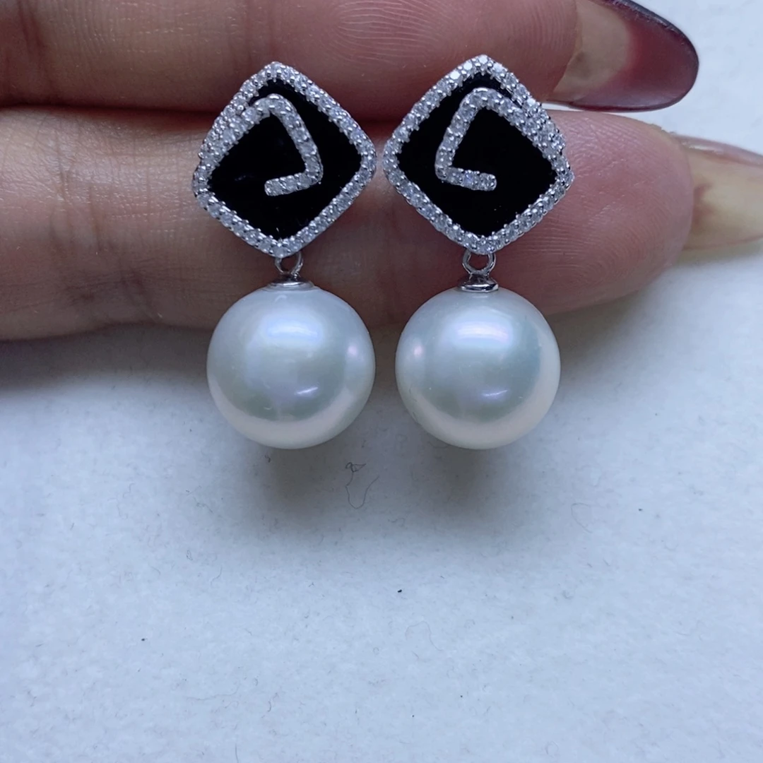 淡水珍珠耳饰银S925镶嵌