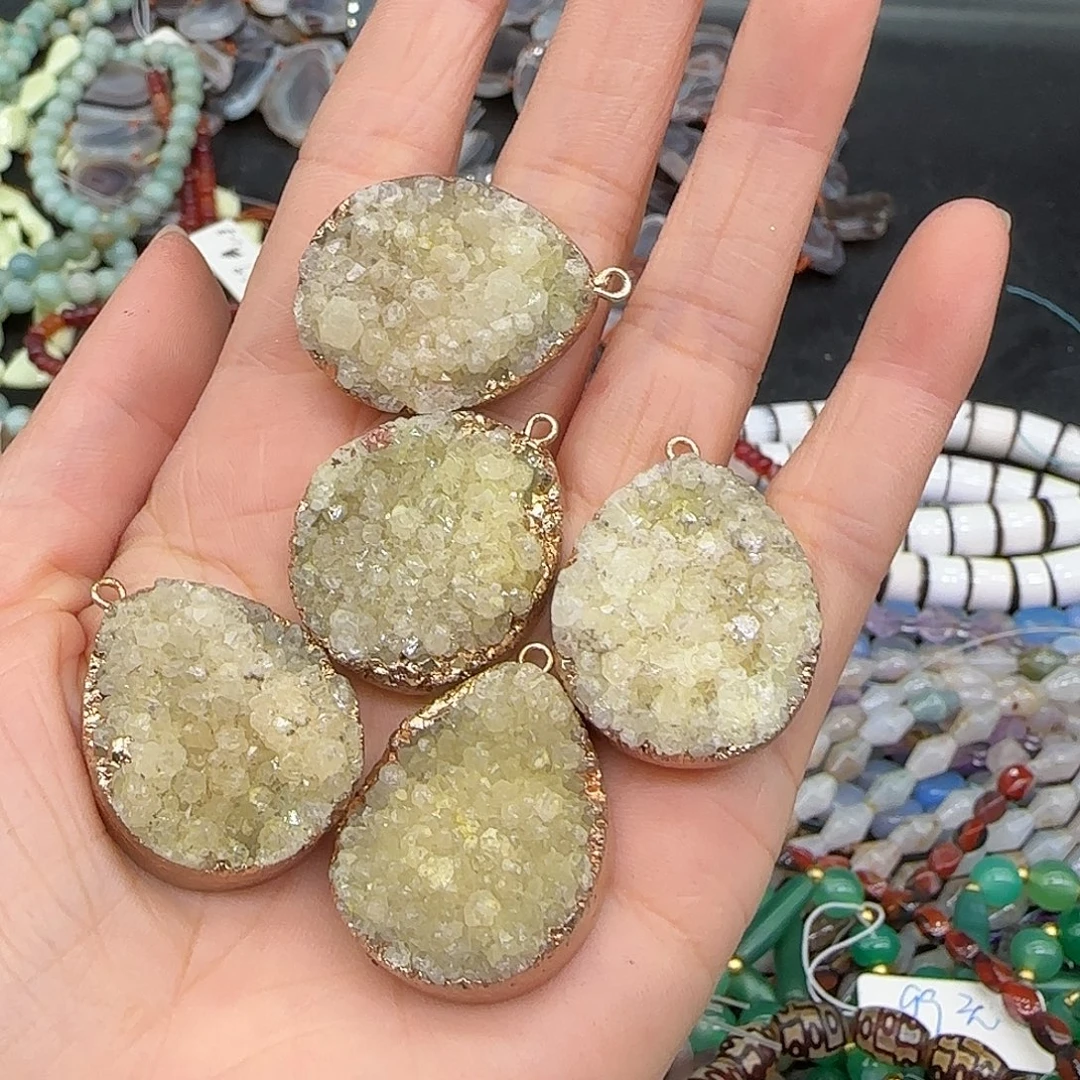 玛瑙/玉髓合金珠宝半成品晶牙吊坠一个017