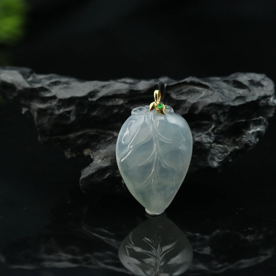 FC46天然缅甸翡翠A货18k冰叶子/500895/保利厦门拍卖