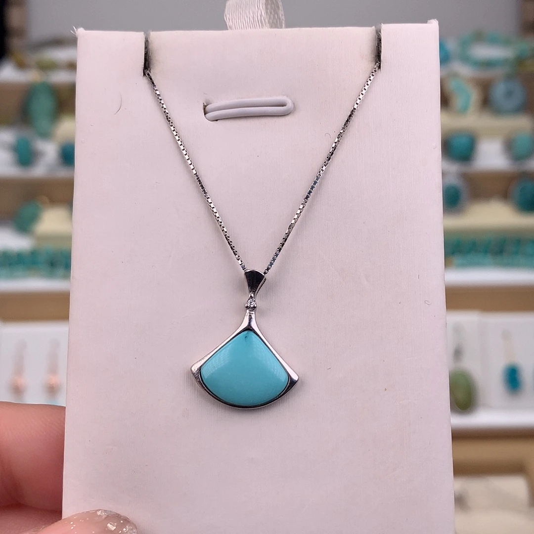 绿松石银S925镶嵌吊坠(赠链)