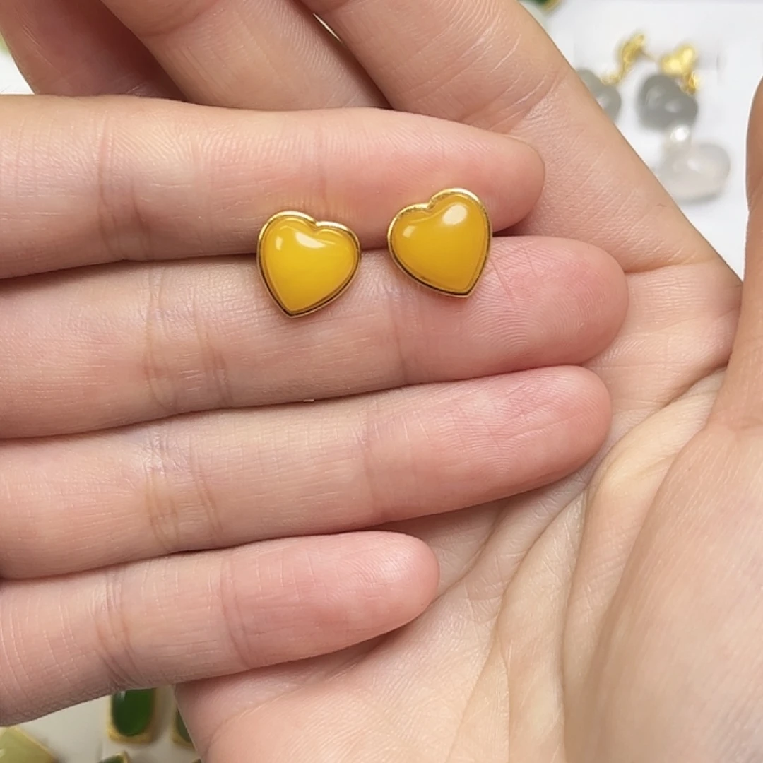 蜜蜡银S925镶嵌耳饰