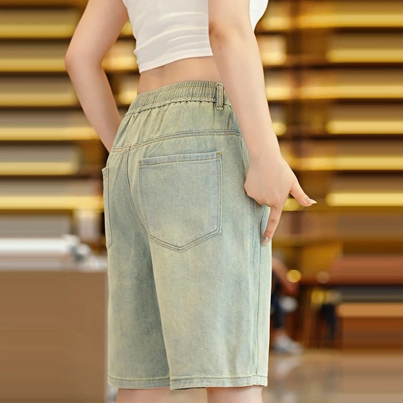 接潮美式复古春夏潮流百搭休闲痞帅水洗宽松五分男牛仔短裤男中裤