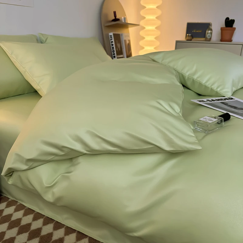 2024夏季纯色冰丝四件套床上用品三件套纯色床单被套