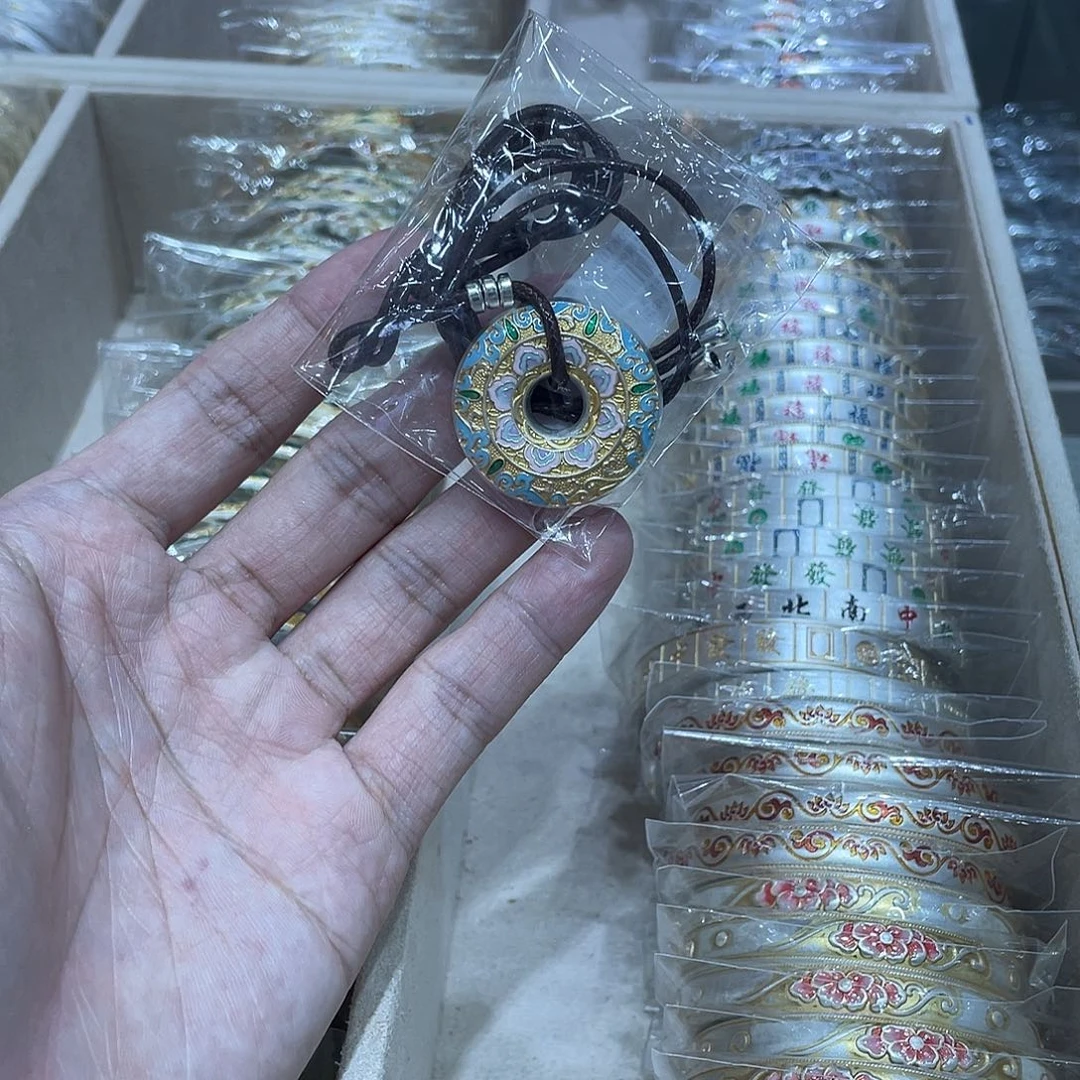 珐琅足银平安扣吊坠