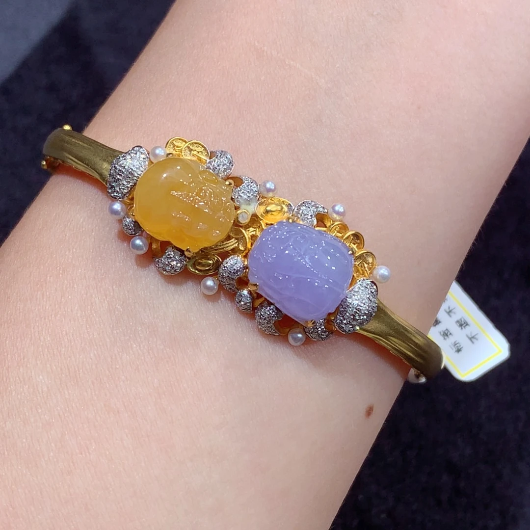 翡翠18K金镶嵌吊坠(不含链)