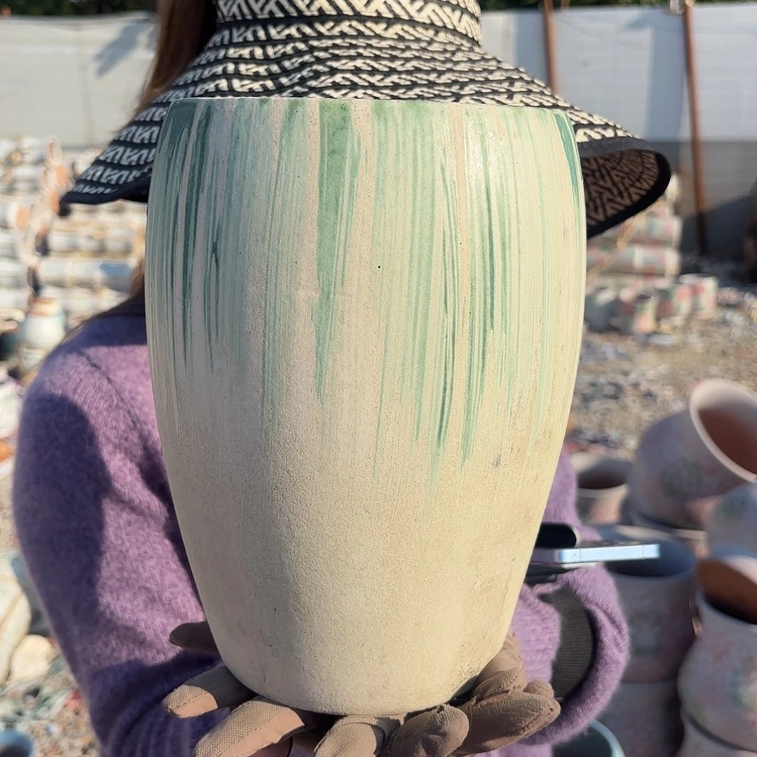 口径16高度23一个绿刷蛋壳瑕疵