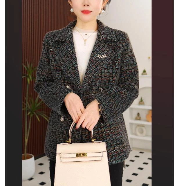 2025妈妈装春季新款遮肉显瘦西装高档小香风外套气质减龄上衣开衫