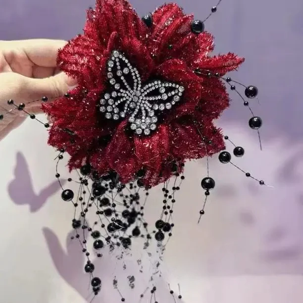 蝴蝶结流苏抓夹后脑勺发夹精致发饰百搭气质头饰女士高级感鲨鱼夹商品图