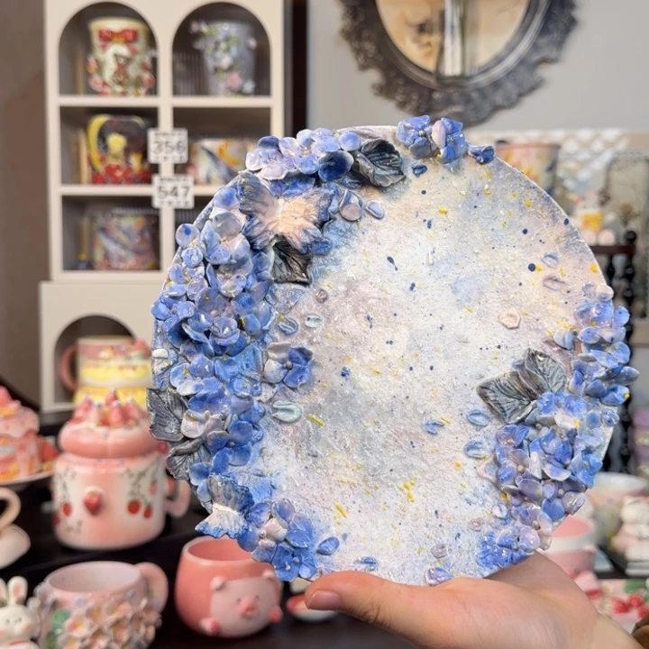 意陶手作创意陶瓷绣球盘子