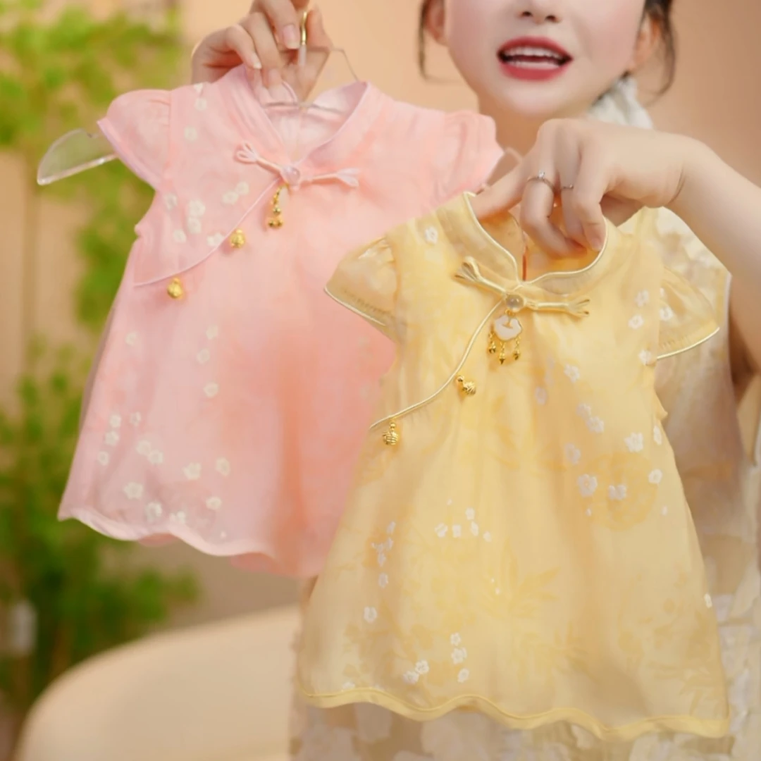 夏款美人梅包屁裙哈衣幼儿夏季宝宝婴儿儿童爬服幼儿公主女宝无袖